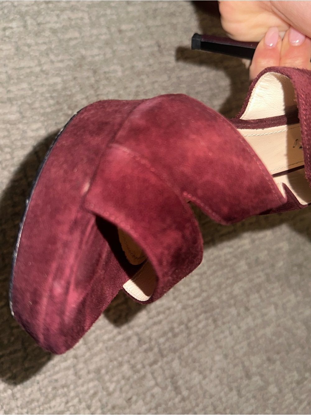 Prada Women's Burgundy Suede Strappy Slingback Heels - Picture 8 of 9